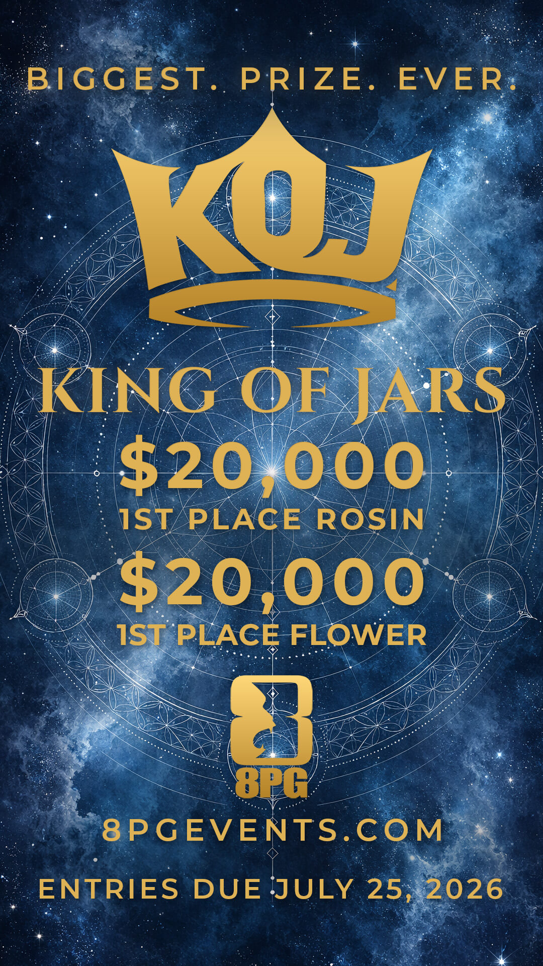 King of Jars 2026 — $20,000 First Place Rosin, $20,000 First Place Flower, Los Angeles, September 19